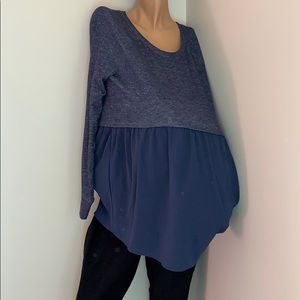 Motherhood Maternity Long Sleeve Empire Waist Top | Blue | Size L
